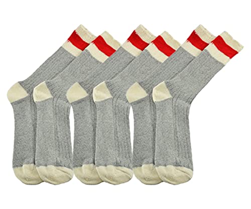 Sierra Socks Men's Striped Wool Work Boot Socks - Mid-weight, Moisture-Wicking & Breathable for Outdoor Activities - 3 Pairs 5