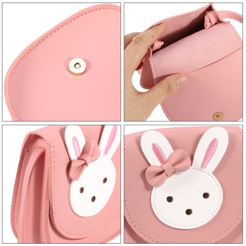 Heyu-Lotus Süße Umhängetasche Kleine Mädchen Handtasche Kinder Prinzessin Mini Taschen Handtasche Mädchen Klein Hase mit Verstellbarem Gurt für Kinder(Rosa)
