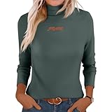 Generisch Sweater Damen Shirt Langarm Shirts Sweatshirt Ohne Kapuze Originals T Women's Jumpers Sweatjacke Womens Clothing Winterpullover Grün L