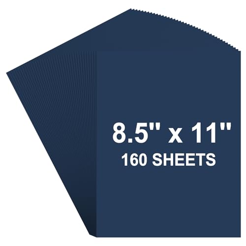 160 Sheets Blue Cardstock Paper 8.5 x 11 Navy Blue Card Stock Bulk Printer Paper Construction Papers Double-Sides Card Stock Cover for Scrapbook Gift Tags Invitation Printing DIY Craft 180gsm/ 65lb