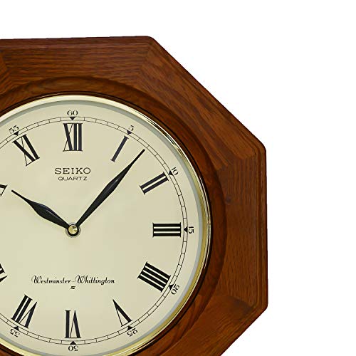 Image of Seiko Elegant Vertical Pendulum Brown Wooden Analog Musical Home Decor Roman Figure Wall Clock (Size: 33 x 9.5 x 54 CM | Weight: 2600 gram | Color: Brown)