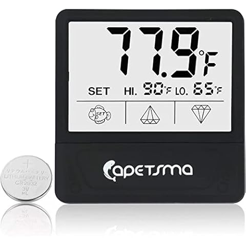 capetsma Digital Aquarium Thermometer, 6 x 5 cm Large LCD Screen, Digitales Aquarien Thermometer Cover