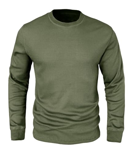Men's Waffle Basic T-Shirt Long Sleeve Thermal Crew Neck Casual Top Underwear Lightweight Base Layer2