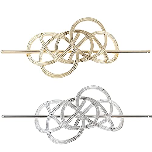 Rkllejs 2 Pièces Barrette à Cheveux Bâton, Épingle À Cheveux Celtique, Viking Épingle à Cheveux, Noeud Celtique Épingle à Cheveux, Pour Mariages, Invités, Fêtes, Bureaux, Travail, 2 Couleurs Cover