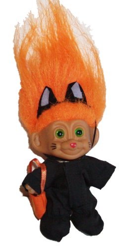 Muñeco Troll disfraz gato negro 3 pulgadas miniatura 1