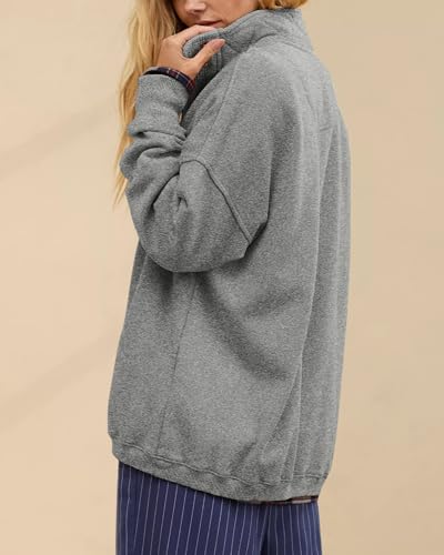 Image of Gacaky Sweatshirt for Women Oversized Casual Long Sleeve Button Henley Neck Pullover Tops Fashion Outfits Clothes