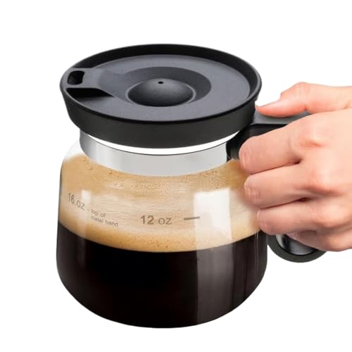 Glass Coffee Mug in Coffee Pot Shape | 16oz Coffees Pot Style Cup | Heat Resistant Glass Mocha Pots Mug with Straw Type Lid | Large Capacity Leakproof Glasses Coffees Cup Travel Mugs for Camping