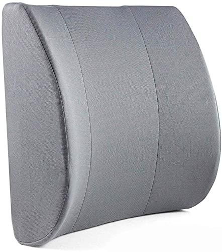 DMI Lumbar Support Pillow for Chair to Assist with Back Support with Removable Washable Cover to Ease Lower Back Pain and Discomfort while Improving Posture, 14 x 13 x 5, Contoured Foam, Premium,Gray