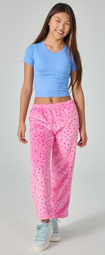 Image of iscream Big Girls Silky Soft Pretty Print Plush Fleece Pants - Love Fest Collection