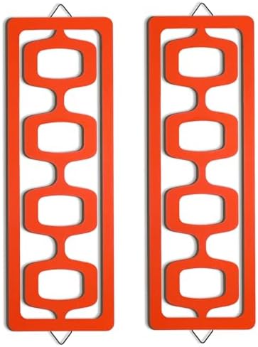CroBlissful 2 Pcs Mid Century Wall Decor Wood Mid Century Modern Elegance Wall Accents Abstract Wall Decor Geometric Panels for Interior Wall Decor Panel Wall Art for Home Living Room (Orange)