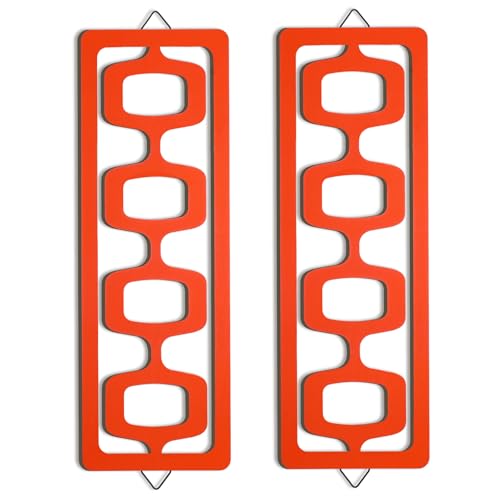 CroBlissful 2 Pcs Mid Century Wall Decor Wood Mid Century Modern Elegance Wall Accents Abstract Wall Decor Geometric Panels for Interior Wall Decor Panel Wall Art for Home Living Room (Orange)