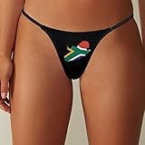 Map of South Africa Flag Women's G-Strings Thongs Sexy Low Rise Underwear Stretch Straps T-Back Panties M