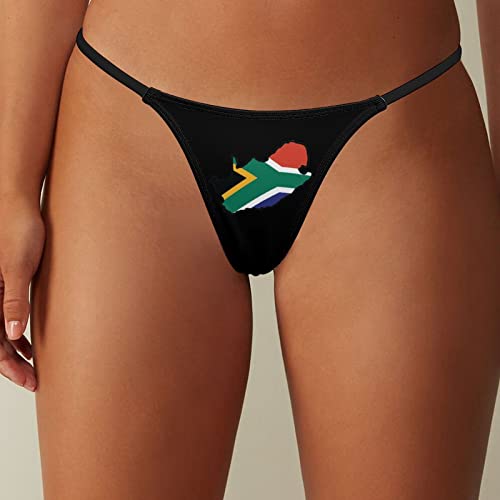 Map of South Africa Flag Women's G-Strings Thongs Sexy Low Rise Underwear Stretch Straps T-Back Panties M