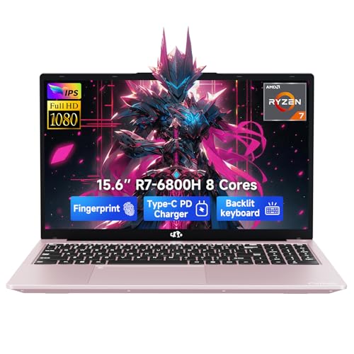 Image of NIMO 15.6 inch IPS FHD-Light Gaming-Laptop, 8 Cores AMD Ryzen 7 6800H 32GB DDR5 RAM 1TB SSD (Beat i7-12700H, Up to 4.7GHz) AMD Radeon 680M GPU-Computer with 100W Type-C Backlit Keyboard, 180Viewing