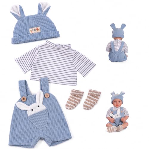BABESIDE 4-Piece Baby Doll Clothes for 1518 Inch Dolls Blue Bunny Outfit
