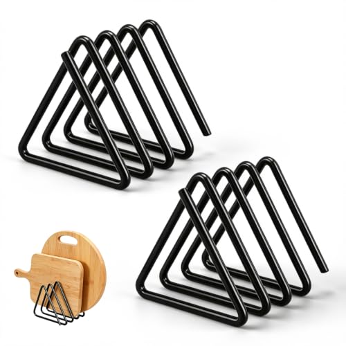 Lot de 2 supports de planche à découper avec 4 compartiments : 10 × 10 × 9 cm - Support de planche à découper en métal - Emplacement multiple - Support...