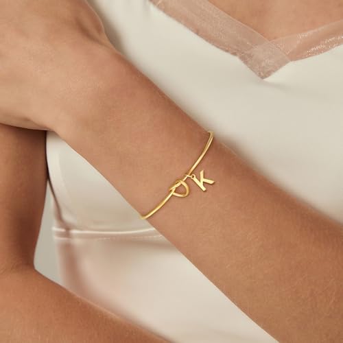 Image of Eaciy Initial Braclets for Girls Women - Teen Girls Gifts Trendy Stuff 18K Gold Plated Knot Initial Letter Bracelets Dainty A - Z Letter Bracelet Birthday Gifts for Girl Women Age 5-16