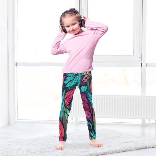 Bolaz Toddler Girls Leggings Printed Yoga Pants Leggings Red Blue Leaves for Kids4