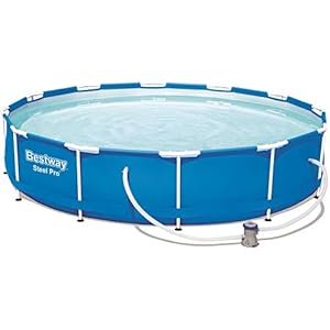 Bestway Steel Pro Frame zwembad, rond 366 x 76 cm, zwembad met stalen frame, met filterpomp, blauw
