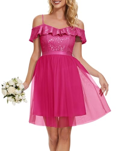 Wedtrend Sequin Dress for Women Short 80s Prom Dress Sparkly Cocktail Dresses Formal Dresses for Teens