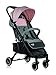Nurse Fly lekki aluminiowy wózek dziecięcy, od narodzin, kompaktowe składanie z uchwytem do noszenia na kółkach, wymiary bagażu, łącznie z ochroną przed deszczem, kolor różowy