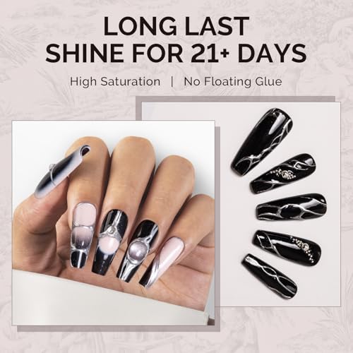Image of MelodySusie Black Gel Nail Polish, 0.5fl oz Nails Soak Off UV LED Black Shimmer Gel Polish Gift for Women Nail Art Manicure Salon DIY Nail Design Decoration at Home-1760