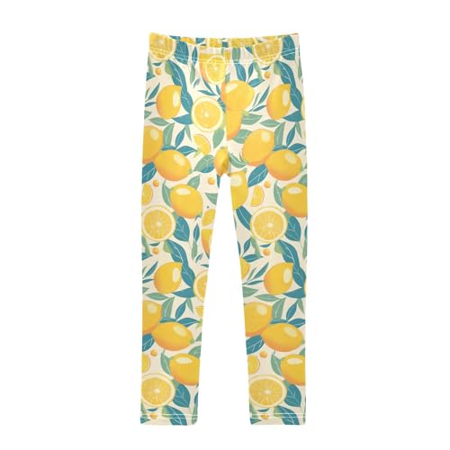 KLL Citrus Floral Colorful Lemons Little Girls Active Leggings Comfortable High Waisted Sweatpants Gym