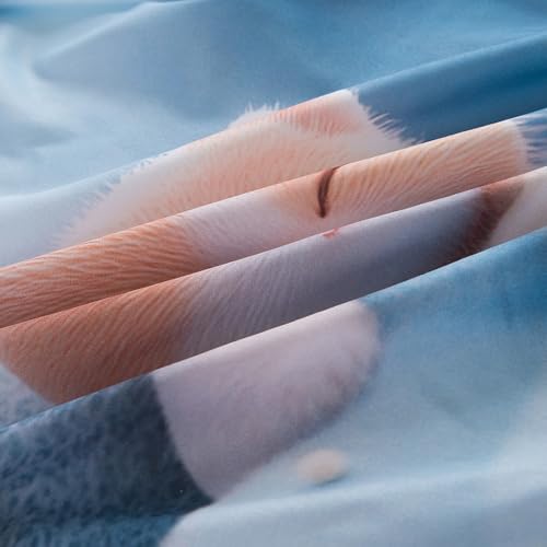 Image of Bedding Fitted Sheet with Deep Pocket,3D Simulated Cats Pattern Printed Fabric Bed Sheets (Blue Cats,King)