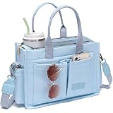 ZHMO Canvas Tote Bag for Women With Compartments and Zipper,Women's Bags Crossbody Bags Work Laptop Tote Bag Large Satchels Handbags Tote Purse Everyday Shoulder Bag for Travel Nurse Teacher Church