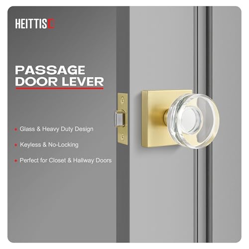 Heittis 1 Pack Passage Gold Door Knob,Round Gold Glass Door Knobs Interior Modern Classic Passage Hall/Closet Door Knobs by Heittis - Image 4