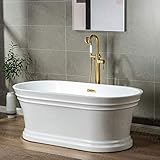 WOODBRIDGE WOODBRIDGEE Contemporary Single Handle Floor Mount Freestanding Tub Filler Faucet with...