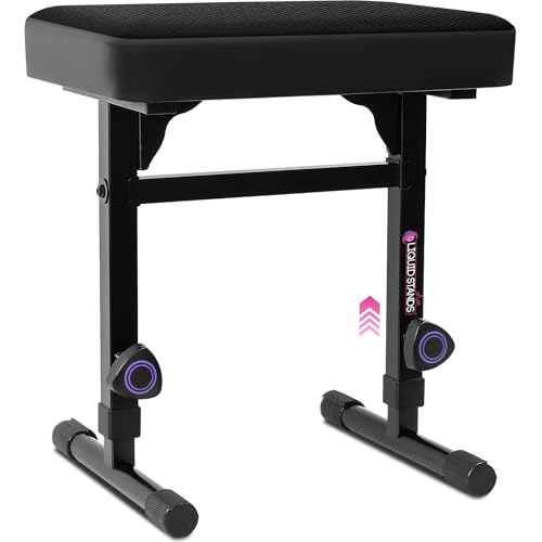Liquid Stands Piano Bench Adjustable Stool – Music Keyboard Bench Seat for Piano Keyboard Stand with Black Padded Cushion for Musicians Piano Stool Chair (Mesh Fabric)