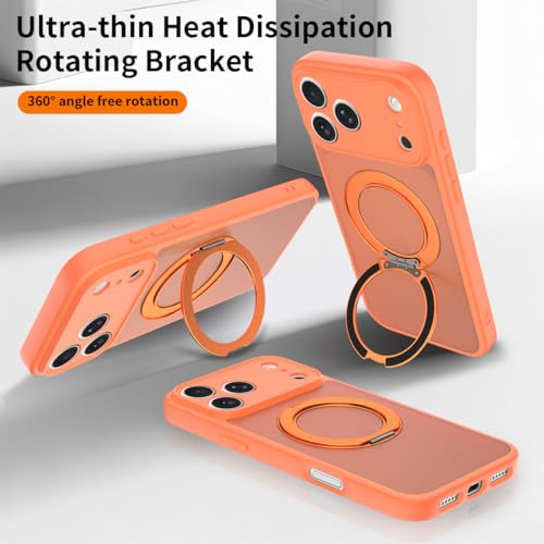 Image of Magnetic Case for iPhone 17 Pro Max With Magnetic Ring Stand, [Compatible with Magsafe] [Military Grade Drop Protection] Shockproof Phone Cover for iPhone 17 Pro Max Full Camera Protection 6.9 inch Orange