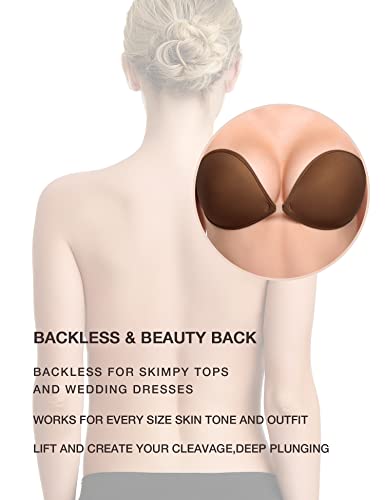 Image of Wingslove Adhesive Bra Reusable Strapless Self Silicone Push-up Invisible Sticky Bras for Backless Dress