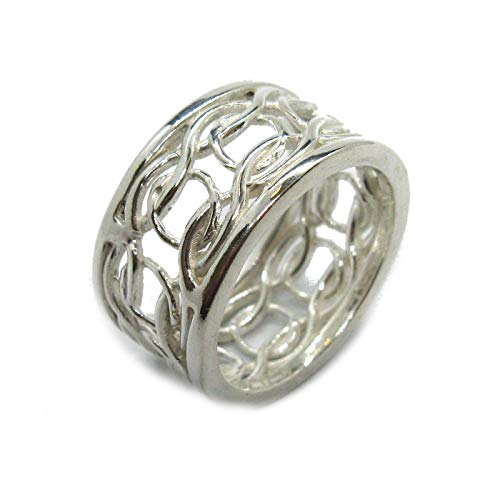 Bague en Argent Sterling Large 12mm Massif Poinçonné 925 - Anneau Gravé pour Homme et Femme