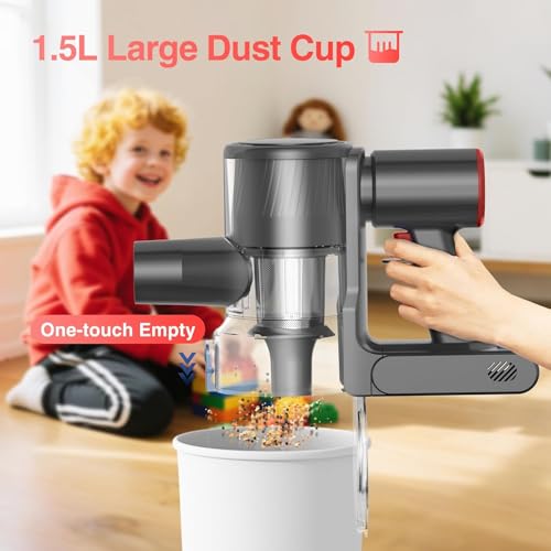 Image of Zefiro Cordless Vacuum Cleaner for Home,450W /40Kpa 50Mins Stick Vacuum,Anti-Tangle 1.5L Dust Cup, Rechargeable Wireless Handheld Vacuum for Pet Hair /Carpet /Floor