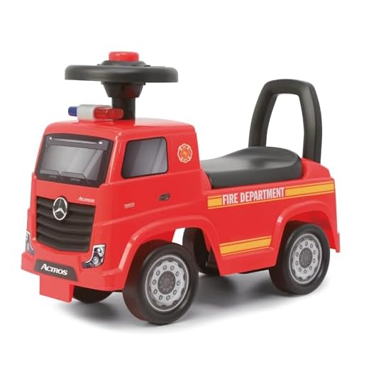 TURBO CHALLENGE - Mercedes Actros Feuerwehrmann – Lauflernhilfe – 119300 – Freiräder – Rot – max. 23 kg – Kunststoff – Spielzeug für Kinder – Geschenk – offizielles Lizenzprodukt – ab 12 Monaten