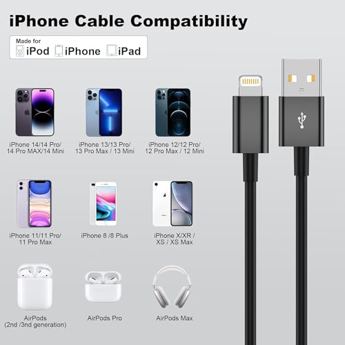 Image of KALIAT Certified USB-A to Lighttning Cable | 1.2M Apple Fast Charging Wire for iPhone 14 13 12 11 Pro Max, iPad | Original Chip | Durable Black Braided Charger Cable