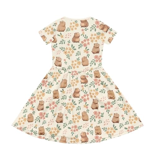 Image of Short Sleeve Dress for Girls with Pockets Cute Toddler Girl Clothes Summer 2-12