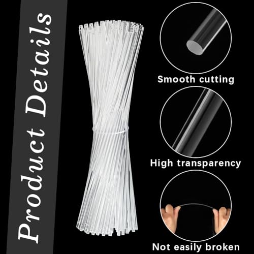 SOFPLATE 100 Stückacryl Rundstab 3mm Acrylstab 3mm Transparent Durchmesser Transparente Massive Stangen Kuchenaufsatz Stäbe Zubehör Für Kuchen Modelle Partys Pflanzen Gartenarbeit Basteln DIY Deko