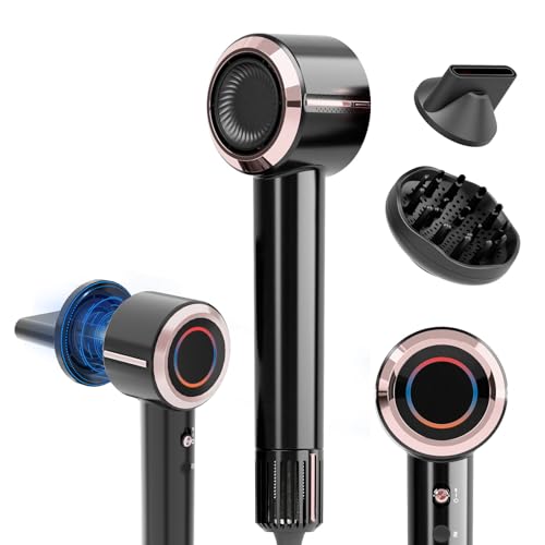 CINOSTAR Hair Dryer, Fast Drying Blow Dryer with Diffuser, with 110, 000RPM Brushless Motor&Ionic Technology No Heat Damage, Lightweight for Women and Travel, Low Noise, Black & Blush Rose