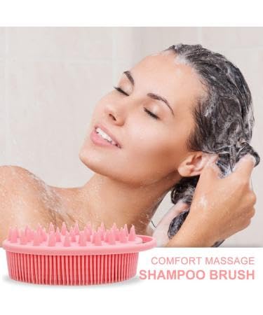 Image of Ultra Soft Primum 2-in-1 Body & Shampoo Brush, Exfoliating Silicone Bath Scrubber, Premium Silicone Loofah, Scalp Massager, Super-Exfoliating & Lathering Body Scrubber, Shower Brush | BPA-Free | for Women and Men (With A Free Hook 2-pic) (PACK OF 2-pic)