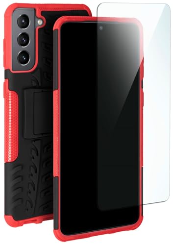 Coque Samsung S21 Plus antichoc rigide et film blindé moex rouge noir