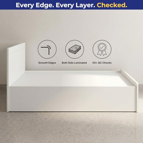 Image of DELITE KOM Single Bed with Storage, Jazz Engineered Wood Bed (77x37 Inches), Frosty White, Installation Included, 1 Year Warranty, Good for Bedroom