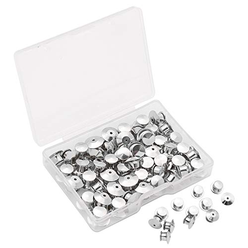 SUBANG 50 Pieces Metal Pin Backs Locking Pin Keepers Locking Clasp with Storage Case