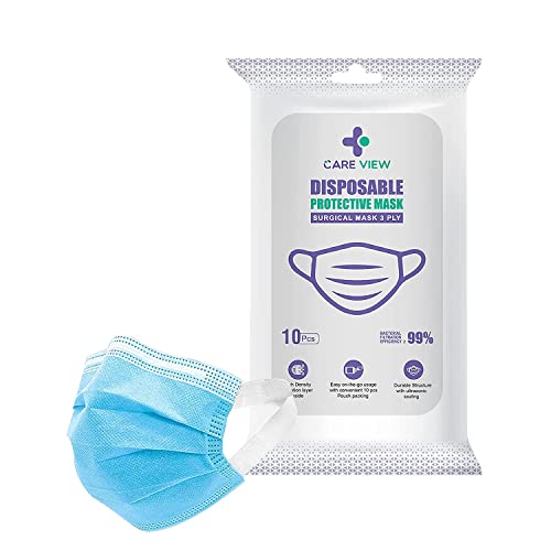 Image of Careview N95 3 Ply Disposable Surgical Face Mask Pouch with SOFT FABRIC Earloop, Certified by BFE>99% and PFE > 95%, SITRA, DRDO, ISO and CE(Pack of 200, BLUE)