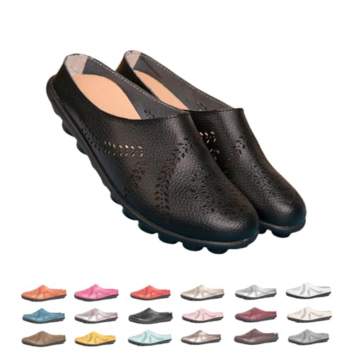 Owlkay Shoes for Women - All-Match Hollow Breathable Summer Flats, Slip-On Round Toe Non-Slip Softsole Lightweight Comfortable Orthotic Loafers for Women