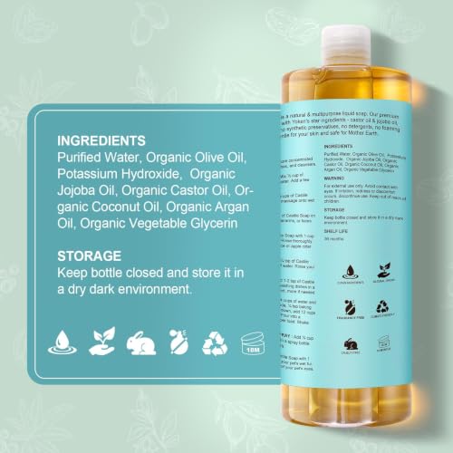 Image of Yoken Pure Castile Liquid Soap 67 Oz Unscent for Face Body Hand Wash Dishes