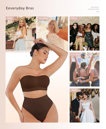 Image of FeelinGirl Strapless Bra for Women Seamless Wireless Bralette - Strapless Support, Adjustable & Padded, Full Coverage