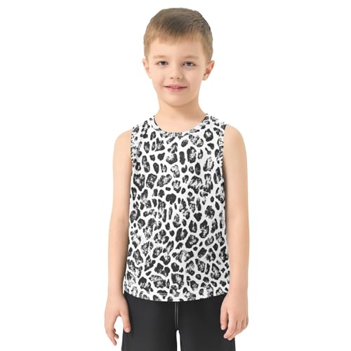 Boys Tank Top Shirts Leopard Skin Print Black White Sleeveless T-Shirts Crew Neck for Kids Clothing Children2